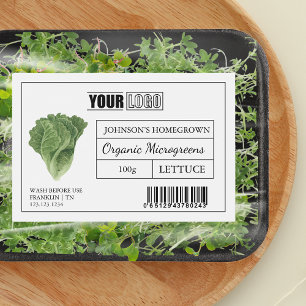 Aangepaste Logo & Barcode Sla Microgreens Voedselcontainer Etiket