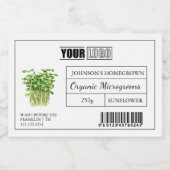 Aangepaste Logo & Barcode Verse Biologische Microg Voedselcontainer Etiket (Enkel label)