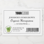 Aangepaste Logo & Barcode Verse Biologische Microg Voedselcontainer Etiket (Enkel label)