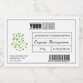 Aangepaste Logo & Barcode Verse Biologische Microg Voedselcontainer Etiket (Enkel label)