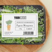 Aangepaste Logo & Barcode Wortel Microgreens Voedselcontainer Etiket