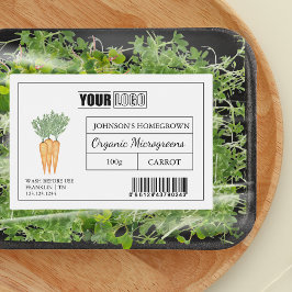 Aangepaste Logo & Barcode Wortel Microgreens Voedselcontainer Etiket