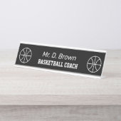 Aangepaste logo basketbaltrainer bureau naambordje (Voorkant)