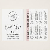 Aangepaste Logo BB Glow Aftercare Instructions Kaa Visitekaartje (Voorkant /achterkant)