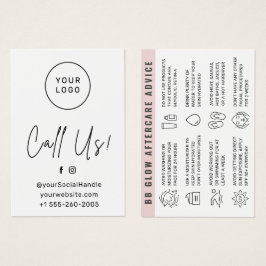 Aangepaste Logo BB Glow Aftercare Instructions Kaa Visitekaartje