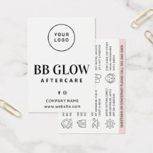 Aangepaste Logo BB Glow Aftercare Kaart