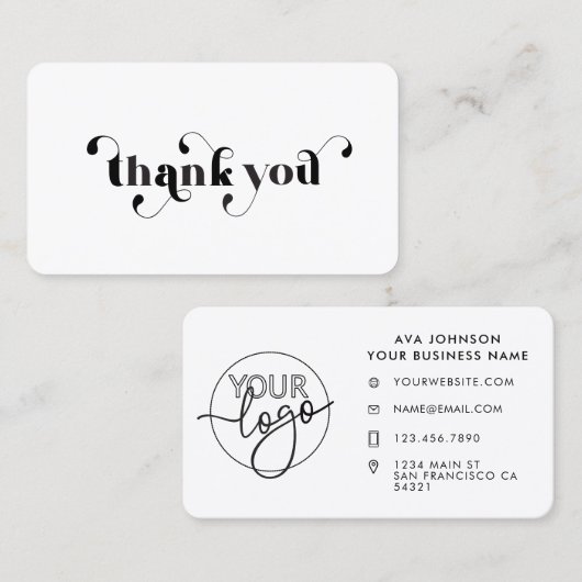 Aangepaste logo Bedankt Retro Bold Typografie Visitekaartje (Voorkant / Achterkant)