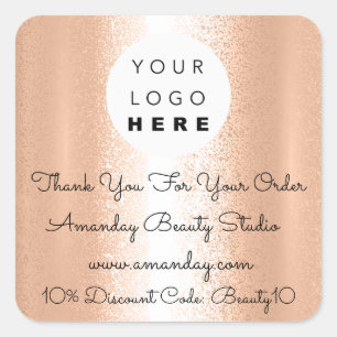 Aangepaste Logo Bedankt voor het kopen van Koraal Vierkante Sticker