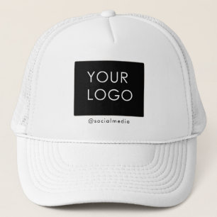 Aangepaste Logo Bedrijf Bedrijf Social Media Wit Trucker Pet