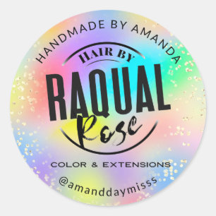 Aangepaste Logo bedrijfsnaam Holografen regenbooge Ronde Sticker