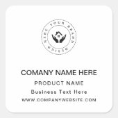 Aangepaste Logo Bedrijfsnaam Persoonlijke tekst &  Vierkante Sticker (Voorkant)