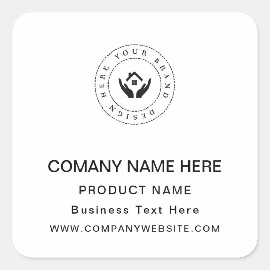 Aangepaste Logo Bedrijfsnaam Persoonlijke tekst & Vierkante Sticker (Voorkant)