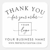Aangepaste logo bestelling dank u vierkante sticker (Voorkant)