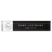 Aangepaste Logo Black Elegant Professional Naambordje (Voorkant)