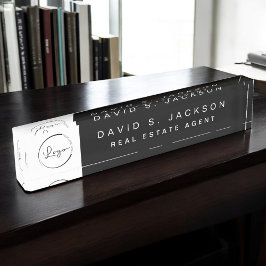 Aangepaste Logo Black Elegant Professional Naambordje