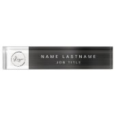 Aangepaste Logo Black Metallic Professional Naambordje (Voorkant)