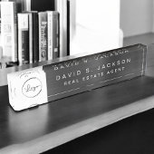 Aangepaste Logo Black Metallic Professional Naambordje