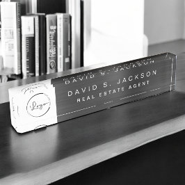 Aangepaste Logo Black Metallic Professional Naambordje