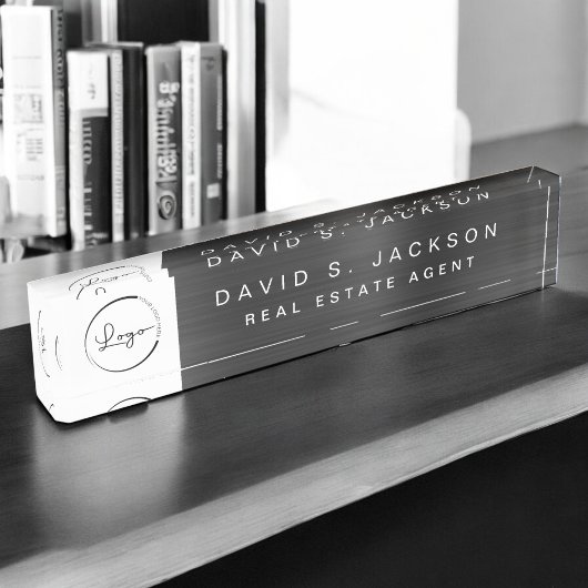 Aangepaste Logo Black Metallic Professional Naambordje