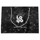 Aangepaste Logo Black Sparkle XL Papieren boodscha Groot Cadeauzakje (Voorkant)