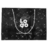 Aangepaste Logo Black Sparkle XL Papieren boodscha Groot Cadeauzakje (Achterkant)