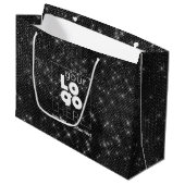 Aangepaste Logo Black Sparkle XL Papieren boodscha Groot Cadeauzakje (Voorkant Gekanteld)