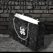 Aangepaste Logo Black Sparkle XL Papieren boodscha Groot Cadeauzakje