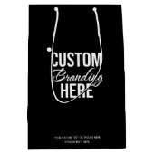 Aangepaste Logo Black Zakelijke geschenkzak Medium Cadeauzakje (Voorkant)