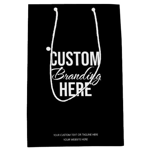 Aangepaste Logo Black Zakelijke geschenkzak Medium Cadeauzakje (Voorkant)