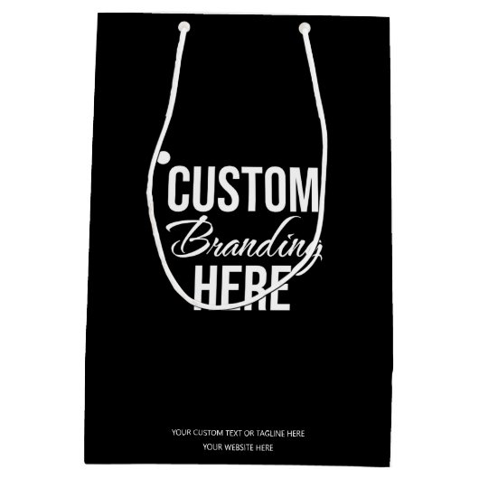 Aangepaste Logo Black Zakelijke geschenkzak Medium Cadeauzakje (Achterkant)