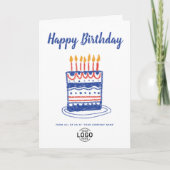 Aangepaste Logo Blauw Rode Hand getrokken Cake Ver Kaart (Voorkant)