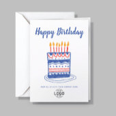Aangepaste Logo Blauw Rode Hand getrokken Cake Ver Kaart
