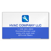 Aangepaste Logo (Blauw & Wit) Professionele HVAC Magnetisch Visitekaartje (Voorkant)
