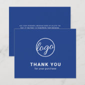 Aangepaste logo blauwe budget bedankkaart (Voorkant / Achterkant)