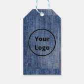 Aangepaste logo blauwe denim afdrukken cadeaulabel (Voorkant)