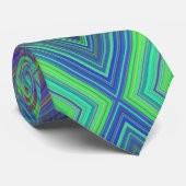 Aangepaste logo blauwe en groene lijnvormen stropdas (Opgerold)