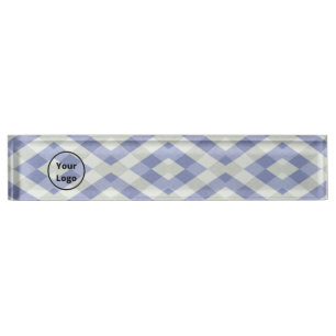 Aangepaste logo blauwe en witte geometrische afdru naambordje