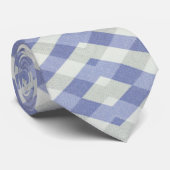 Aangepaste logo blauwe en witte geometrische afdru stropdas (Opgerold)