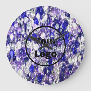 Aangepaste logo blauwe glazen kristalkogels grote klok