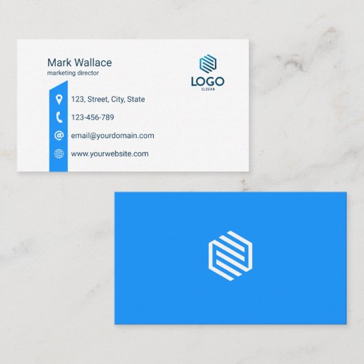 Aangepaste Logo blauwe minimale bedrijfstechnologi Visitekaartje (Voorkant / Achterkant)