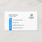 Aangepaste Logo blauwe minimale bedrijfstechnologi Visitekaartje (Voorkant)