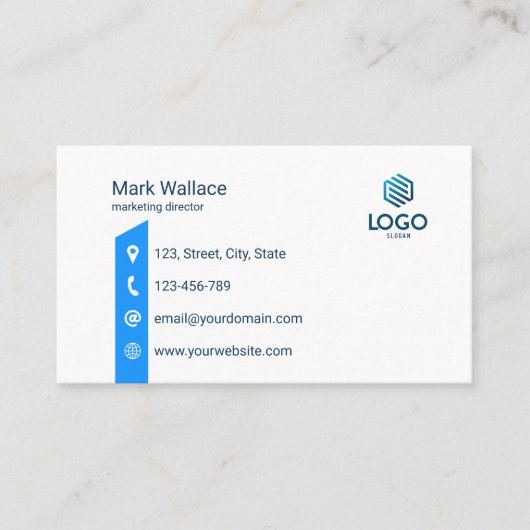 Aangepaste Logo blauwe minimale bedrijfstechnologi Visitekaartje (Voorkant)
