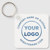 Aangepaste Logo Blauwe tekst op witte bedrijfssoft Sleutelhanger (Voorkant)