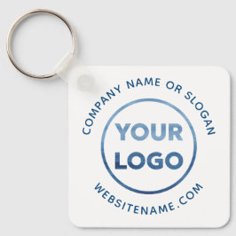 Aangepaste Logo Blauwe tekst op witte bedrijfssoft Sleutelhanger