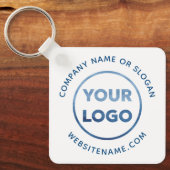 Aangepaste Logo Blauwe tekst op witte bedrijfssoft Sleutelhanger (Voorkant)