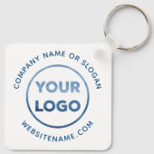 Aangepaste Logo Blauwe tekst op witte bedrijfssoft Sleutelhanger (Achterkant)