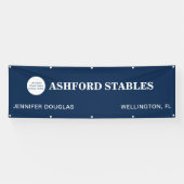 Aangepaste Logo Blue Equestrian Stall Horse Show Spandoek (Horizontaal)
