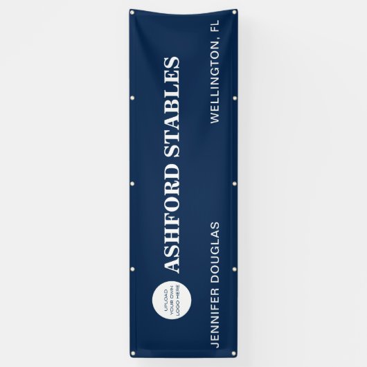 Aangepaste Logo Blue Equestrian Stall Horse Show Spandoek (Verticaal)