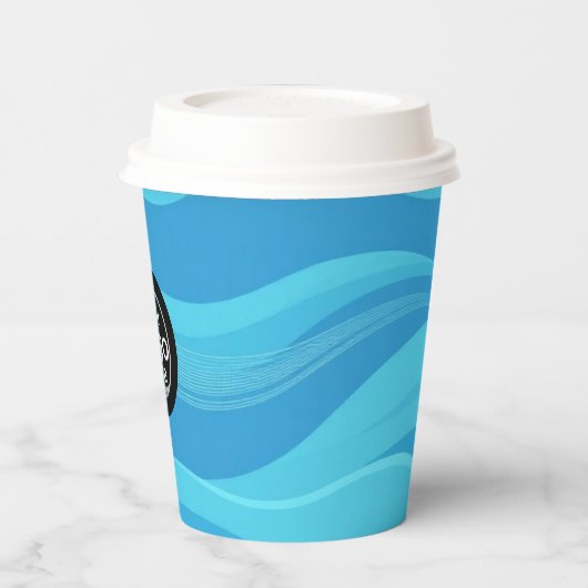 Aangepaste Logo Blue Waves Papier Cup 8oz Papieren Bekers (Links)