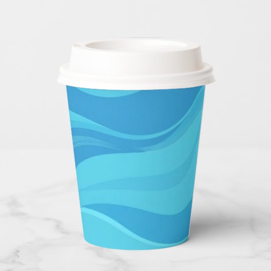 Aangepaste Logo Blue Waves Papier Cup 8oz Papieren Bekers (Achterkant)